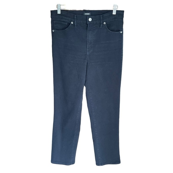 Express - High Waisted Black Straight Ankle Jeans Sz 8 L - Picture 3 of 11